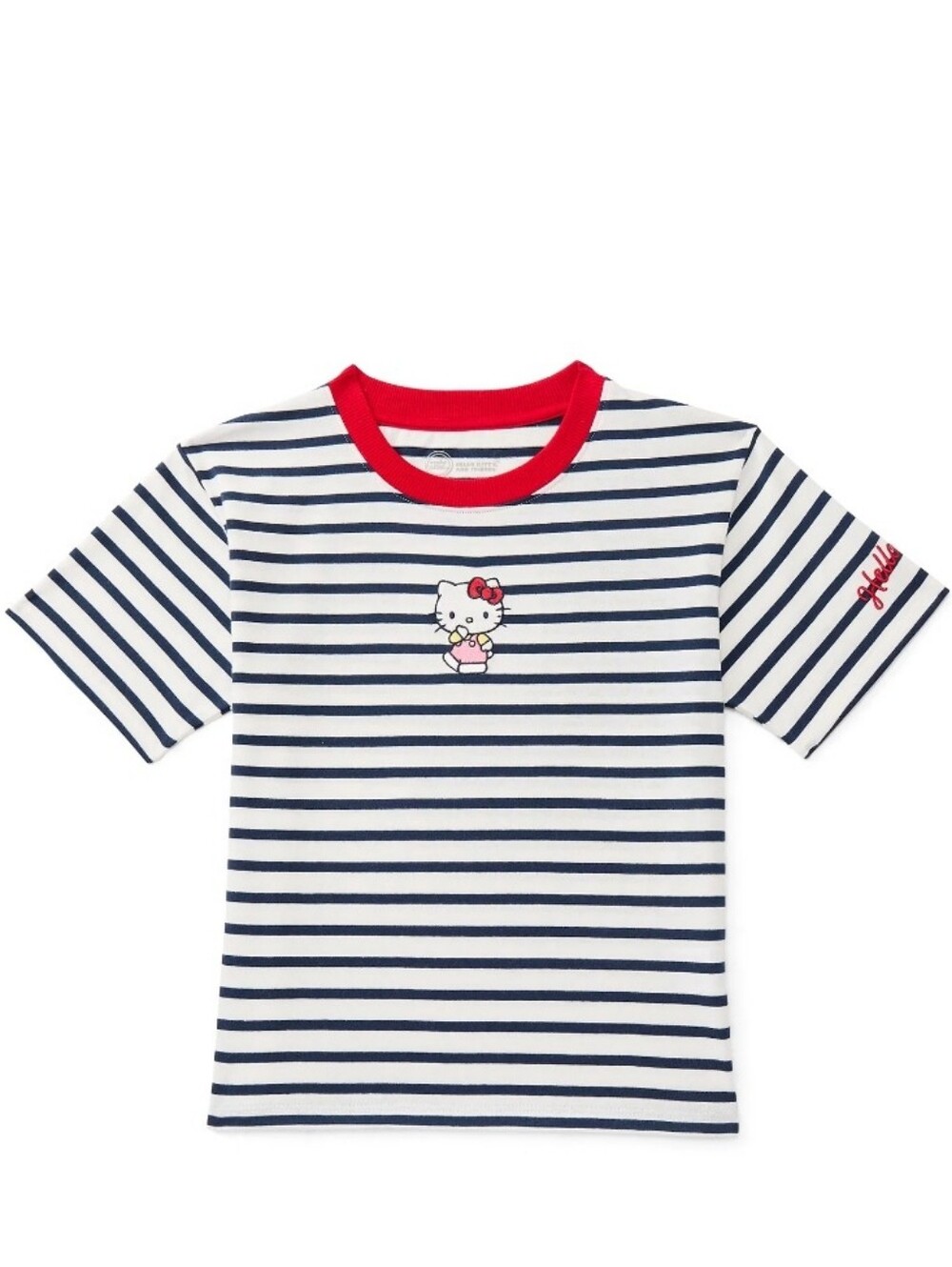Wonder Nation x Hello Kitty Girls Stripe Graphic Tee with Short Sleeves,